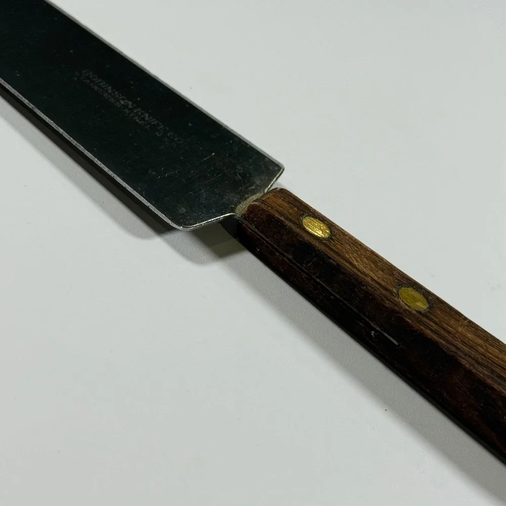 VTG Robinson Knife Co Pie Cake Server 10in Brown Wood Handle Stainless Steel